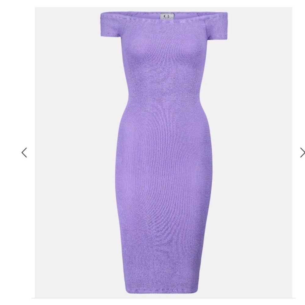 Hunza G Grace off-the-shoulder seersucker minidress